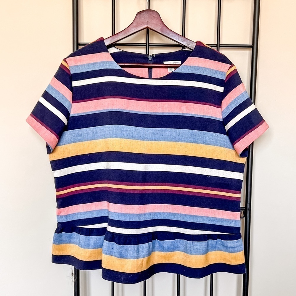 Halogen Striped Peplum Top Sz XL